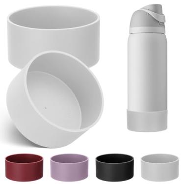 Imagem de Mity rain 2 peças de bota de silicone para garrafa de água Owala 680 g 947 ml, capa protetora antiderrapante para acessórios de garrafas de água de aço inoxidável FreeSip (branco, 946 ml)