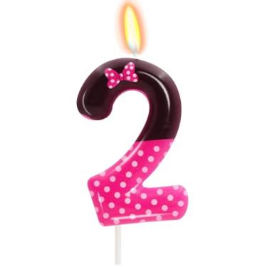 Imagem de Velas de aniversário de mouse rosa, velas pretas e vermelhas para bolo número 1, topo de bolo para velas temáticas de jogos, decoração de aniversário, suprimentos para celebrações de aniversário (rosa