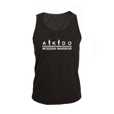 Imagem de Regata Masculina Algodão Aikido Modern Estampada, P, Preto