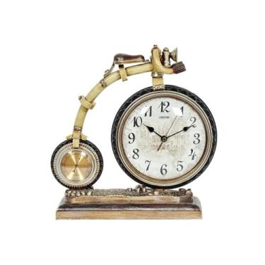 Imagem de Decoração de casa resina vintage silencioso relógio de mesa relógio de mesa relógio de mesa HD lente de vidro para quarto sala de estar decoração interna bancada (amarelo)