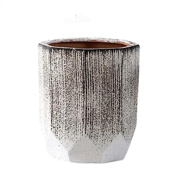 Imagem de Vasos de flores vasos de flores altos de cerâmica simples vasos de flores grandes para sala de estar piso gradiente padrão geométrico grande planta verde cultivo, decoração plantador (grande)