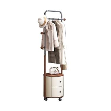 Imagem de KEG801302 Cabide de madeira maciça para corredor, cabide de aço inoxidável, quarto, varanda, sala de estar, suporte móvel para chapéu (J101)