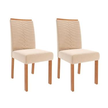 Imagem de Conjunto com 2 Cadeiras Clarice Wood Suede Nude e Madeira - Modern