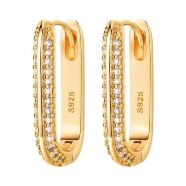 Imagem de Brincos De Argola Com Pingente Em Prata Esterlina 925 Ouro Rosé Para M