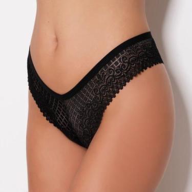 Imagem de Tanga Fio em Renda Cor:PretoTamanho:GG - Kit Mania Lingerie, Preto, GG