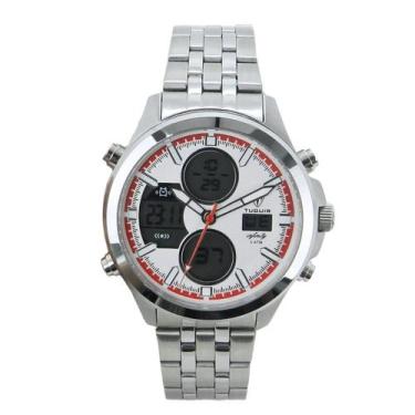 Imagem de Relógio Masculino Aço Tuguir GCS-1273 Prata Branco Vermelho