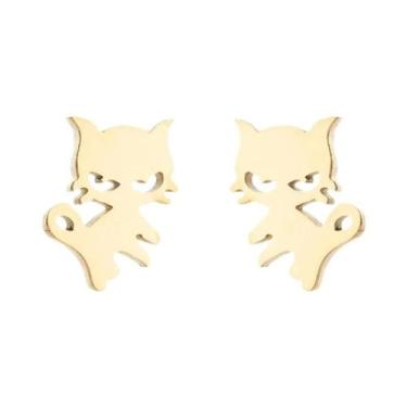 Imagem de Brincos De Gato Em Aço Inoxidável Para Mulheres, Joias De Piercing Par
