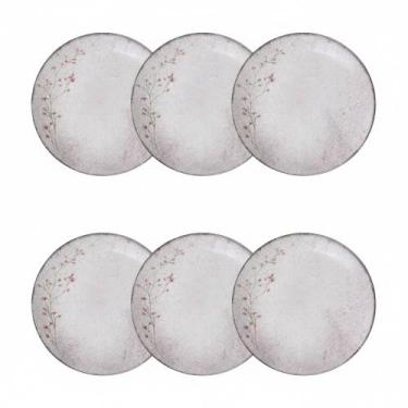 Imagem de Kit Jogo 6 Pratos Fundos Tramontina Floralis Porcelana 21 cm