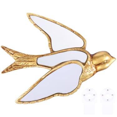 Imagem de Decoração de parede com espelho de libélula, decoração de parede de vidro de borboleta de resina dourada, retro, insetos, animais, besouros, espelhos, borboletas, criativas, decoração de casa, quarto