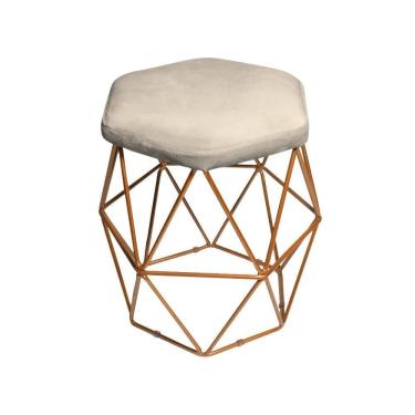 Imagem de Puff Aramado Bege Base De Ferro Rose Gold Web Shop Moveis