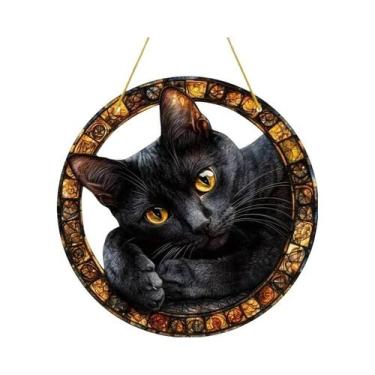 Imagem de Decoração De Janela Em Acrílico Gato Preto, Presente Temático De Anive