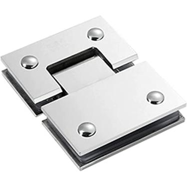 Imagem de Dobradiça de porta de vidro sem moldura, aço inoxidável, prata brilhante, pacote com 2 (180)
