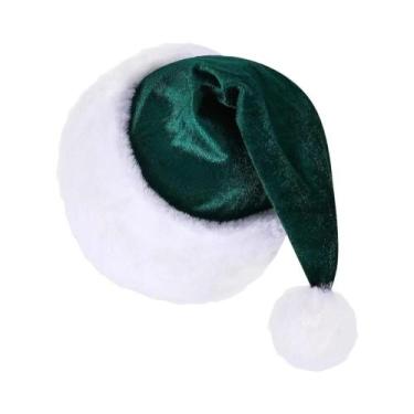 Imagem de Chapéu De Natal De Veludo, Gorro Festivo Espesso Para Adultos E Crianç