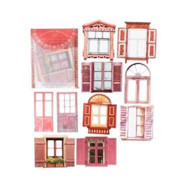 Imagem de Adesivos Vintage De Portas E Janelas Vazadas Com Corte a Laser, 10 Peç