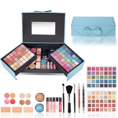 Imagem de Hot Sugar Kit de maquiagem para meninas para adolescentes, conjunto de presente de maquiagem para iniciantes para mulheres, kit completo de maquiagem (azul)