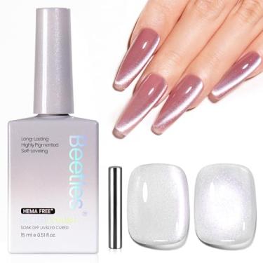 Imagem de Esmalte Beetles Lunar Silk Silver Cat Eye Gel – 15 ml, Natal, prata, olho de gato, glíter, efeito de brilho magnético, efeito de imersão UV, francês, arte de unhas, salão, manicure, presentes de