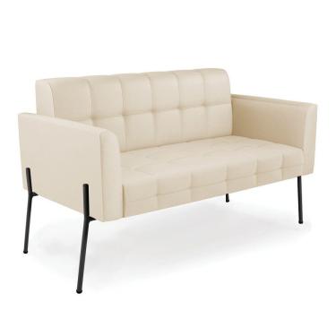Imagem de Sofá Namoradeira 2 Lugares Base Pé De Ferro Preto Elisa Corino D03 - D'rossi Cor Bege