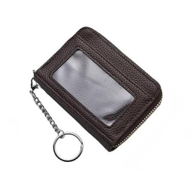 Imagem de Carteira feminina para cartão de crédito com bloqueio de RFID, com 11 compartimentos para cartões, porta-cartões de presente, carteira com zíper para mulheres e homens (marrom)