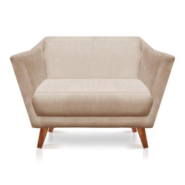 Imagem de Namoradeira Lorena Suede Pés Castanho Bege