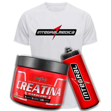 Imagem de Kit Camiseta Integralmedica Creatina Squeeze Camisa Dry Fit Cor:Branco