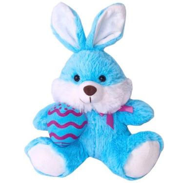 Imagem de Coelho de Pelúcia Azul Com Ovo e Laço Coelhinho da Páscoa - Fizzy