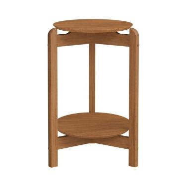 Imagem de Mesa Lateral Sala Lizz Com Pés De Madeira Maciça Cedro