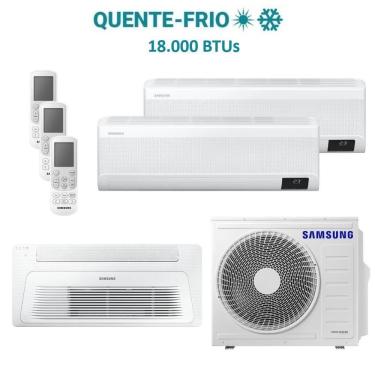 Imagem de Ar Condicionado Multi Tri Split HW e K7 Samsung Wind Free 24000 BTU (2x9000+1x18000) Quente e Frio Inverter R410 220V (AJ068AXJ3KH/AZ)