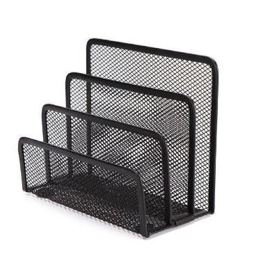 Imagem de Organizador De Mesa 3 Divisórias Em Metal Aramado Porta Documentos, Pastas E Cartas Com Design Moderno