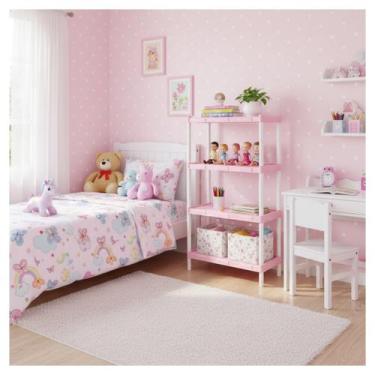 Imagem de Estante Organizadora Modular Rosa Bebê com 4 Prateleiras e Pezinhos  4