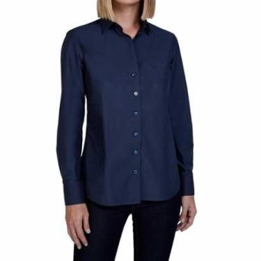 Imagem de Camisa Feminina Dudalina ML Regular Tricoline Azul - 530103-Feminino
