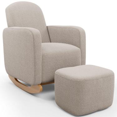 Imagem de Poltrona De Amamentação Com Balanço E Puff Orgânico Saori W01 Bouclê Creme - Lyam Decor