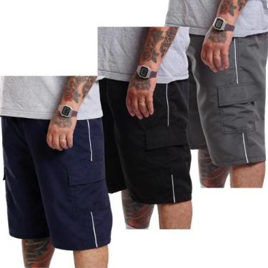 Imagem de Kit 3 Bermudas Tactel Cargo Plus Size(tabela ultima foto) - Ox Silver,