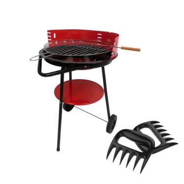 Imagem de Kit Churrasqueira Modena Vermelha com Garra de Plástico - Loja do chur
