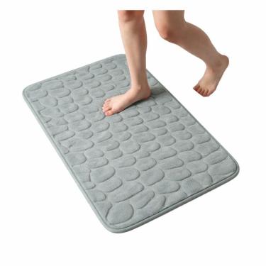 Imagem de Tapete Banheiro Antiderrapante Pedras - Cinza