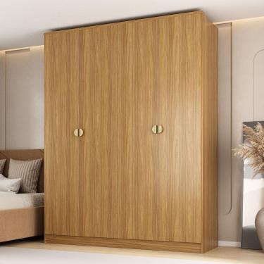Imagem de Guarda-roupa Solteiro 100% Mdf 4 Portas 2 Gavetas Brescia Nogueira