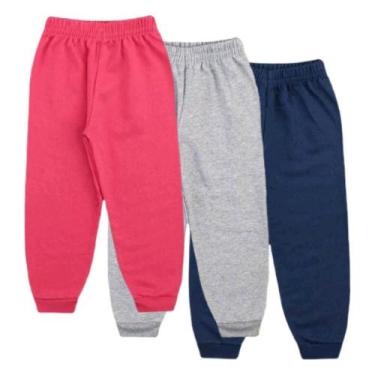 Imagem de Kit 3 Calças Moletom Peluciado Algodão Infantil Juvenil Inverno 4 ao 1