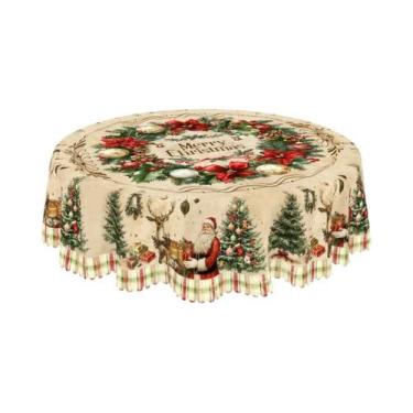 Imagem de Toalha De Mesa De Natal Com Tema Retro: Papai Noel, Árvore, Alce, Azev