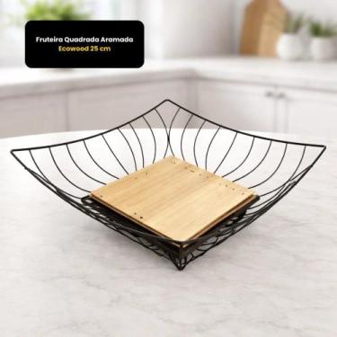 Imagem de Fruteira Quadrada Aramada Ecowood 25 cm - THIKA
