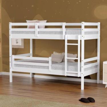 Imagem de Beliche Infantil Dreams Com Grade De Proteção Madeira Maciça Branco Me