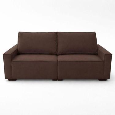 Imagem de Sofá 2 Metros Contemporâneo Sala Estar Luxo Moderno Suede Cor:marrom -