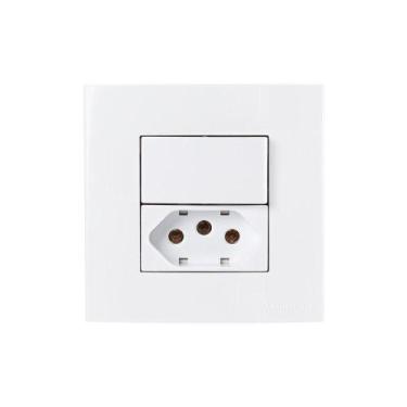 Imagem de Placa Para Móveis 80x80 Com Interruptor Simples 10a E Tomada 2p+t 20a 