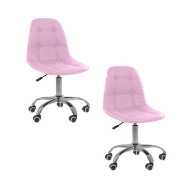 Imagem de Kit 2 Cadeiras Office Eiffel Botonê Ajustável Oficial Rosa - Oficial W
