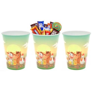 Imagem de Kit com 3 Copos Festa Infantil Fazendinha 280ml Lembrancinha p/ Sacoli