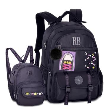 Imagem de Kit Mochila e Lancheira Escolar com cadarços Rebecca Bonbon-Feminino