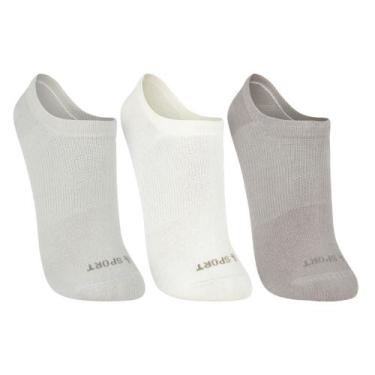 Imagem de Kit 3 Meias Lupo Sport Sapatilha Feminina 3171-089, Cinza, Branco, Cin