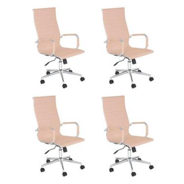 Imagem de Laraz, Kit 4 Cadeiras escritório Esteirinha Diretor Home office Kit Nu