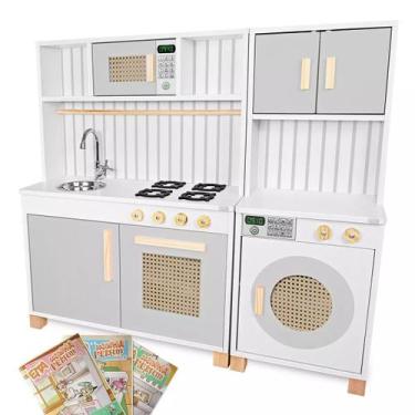 Imagem de Cozinha Infantil Retro e Máquina de Lavar Infantil Kit Livro Educativo