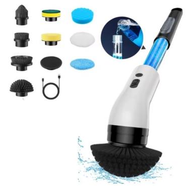 Imagem de Esfregão Elétrico sem Fio JY-6010 Limpeza Pesada Multiuso 360° Recarregável 9 em 1 para Casa Preto OEM