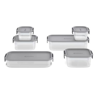 Imagem de Potes Herméticos De Plástico Electrolux Cinza 6 Unidades Empilháveis Modulares