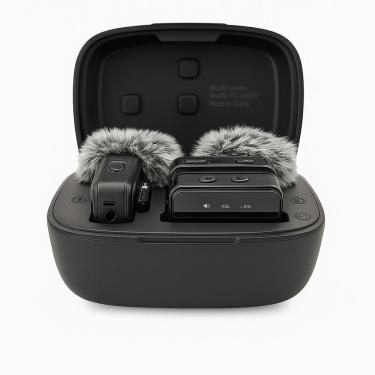 Imagem de Microfone de Lapela sem Fio com Abafadores Sistema de Canal Duplo com Dois Transmissores e Receptor Outras Marcas